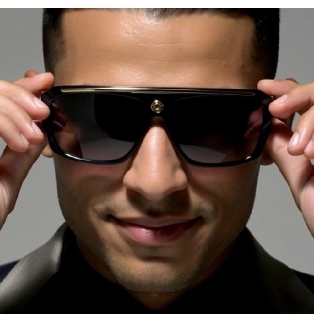 Sunglasses Dark Black Lens Cholo Hip Hop Style UV400 Protection Rectangular‎ New